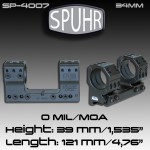 Тактический кронштейн SPUHR D34мм для установки на Picatinny, H39мм, без наклона (SP-4007)
